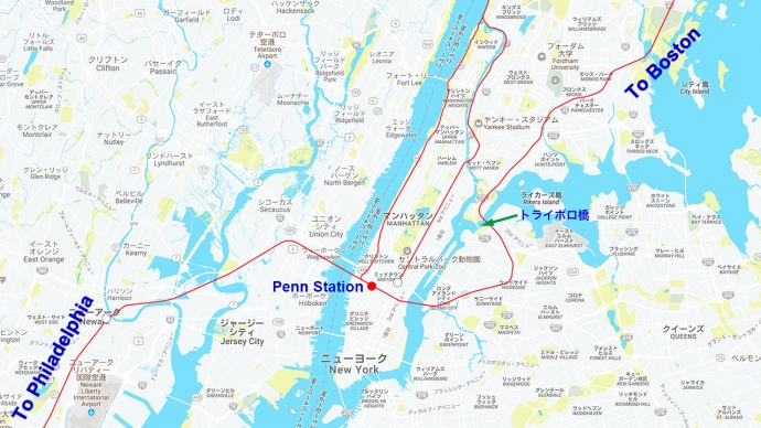 NYC Amtrak 路線図