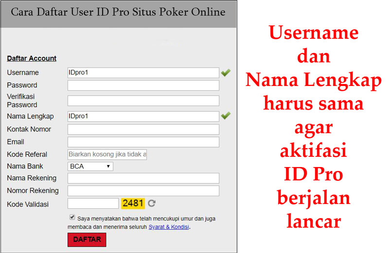 Cara Daftar User ID Pro Situs Poker Online